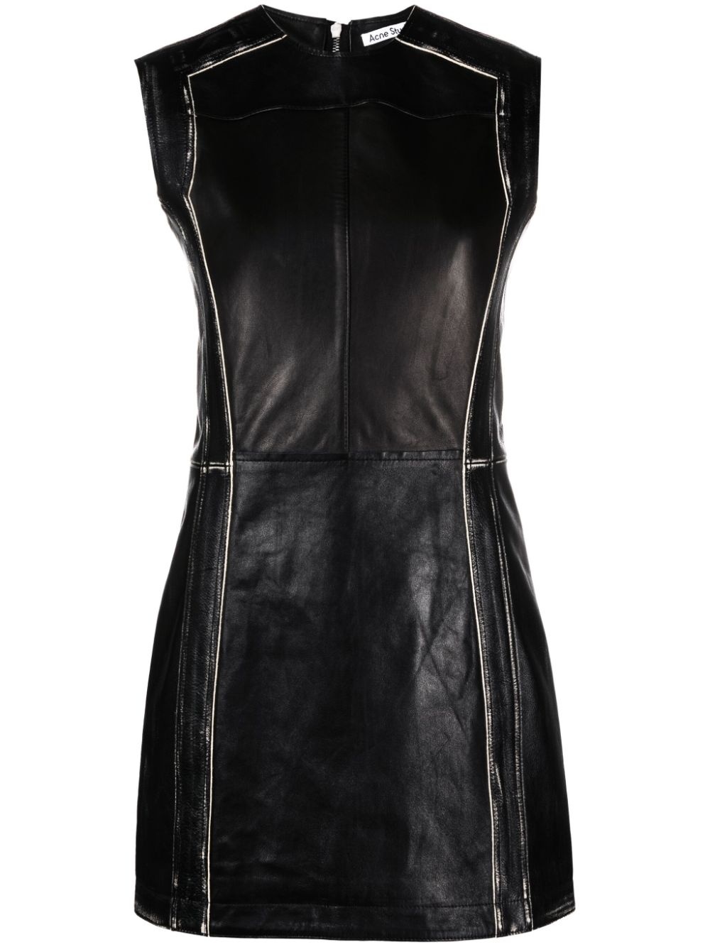 sleeveless leather minidress - 1