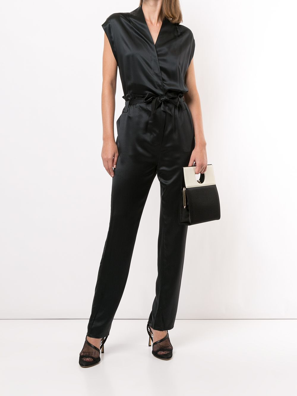 waist-tied silk jumpsuit - 2
