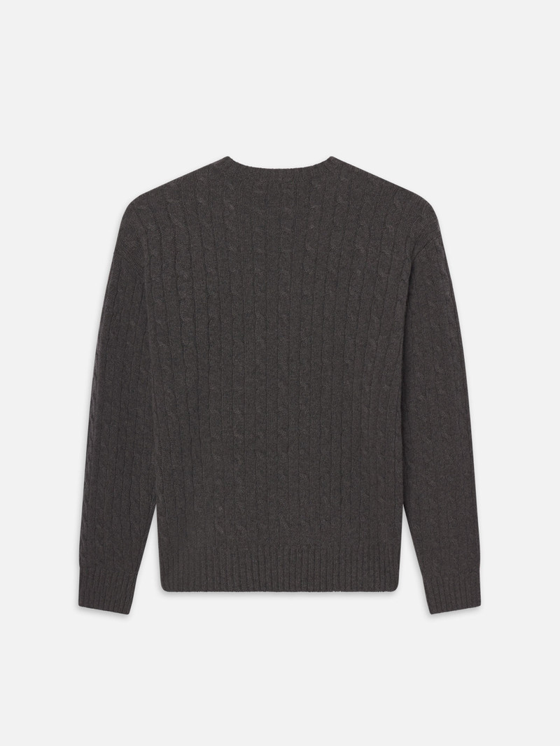 Cable Cashmere Crewneck in Charcoal 3