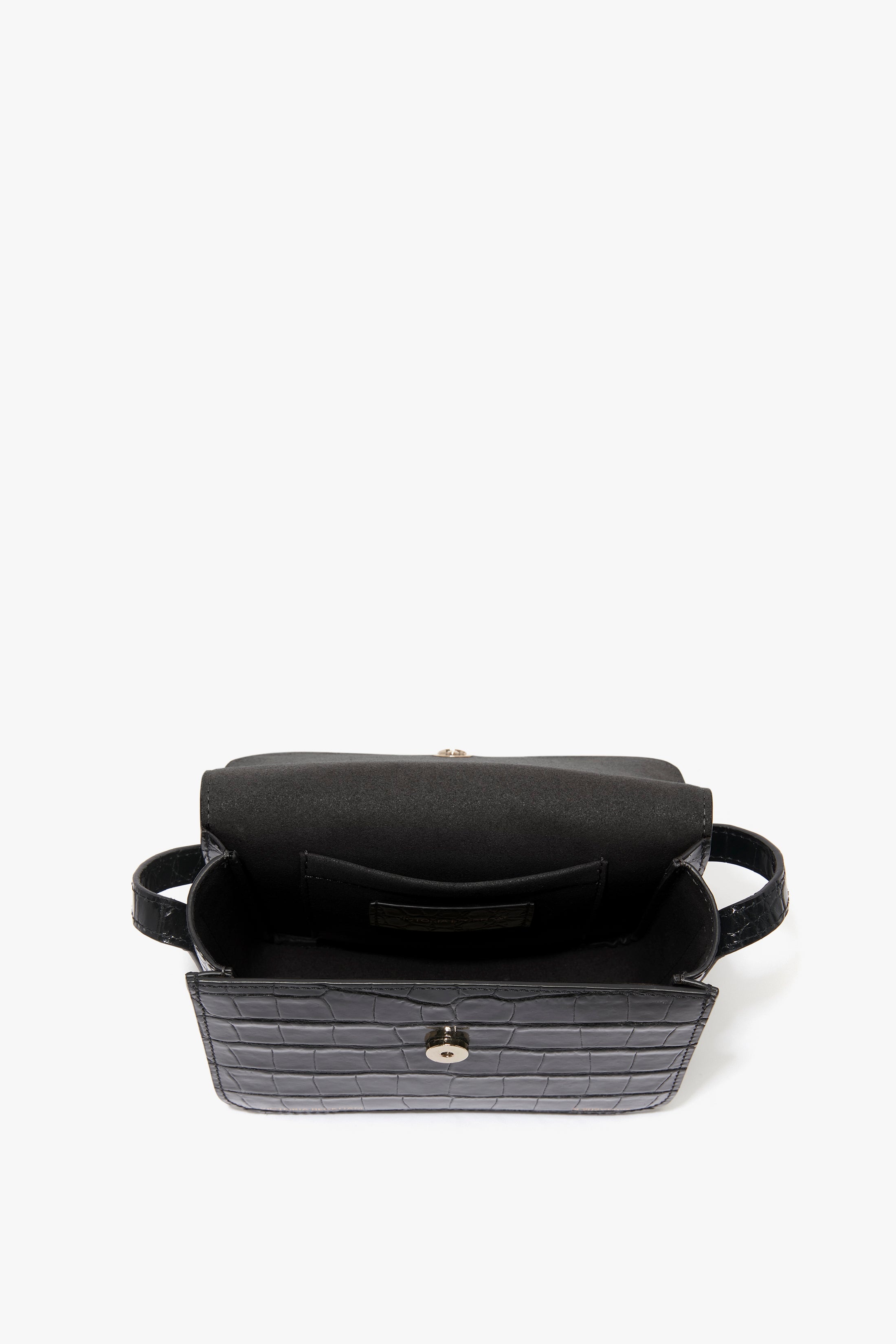 Mini Frame Shoulder Bag In Black Croc-Effect Leather - 6