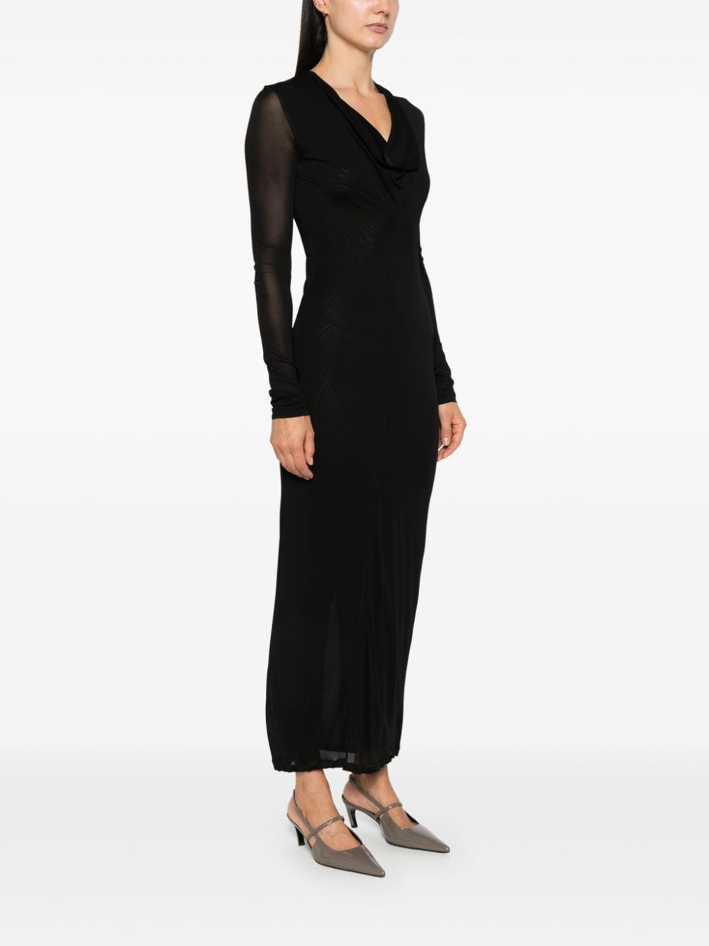 draped v-neck dress - 3