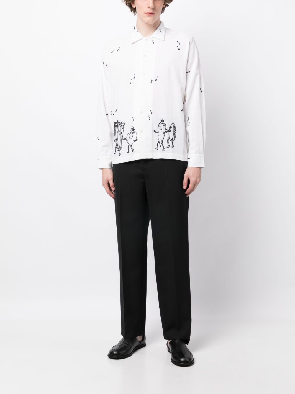 bead-embellished illustration-print shirt - 2