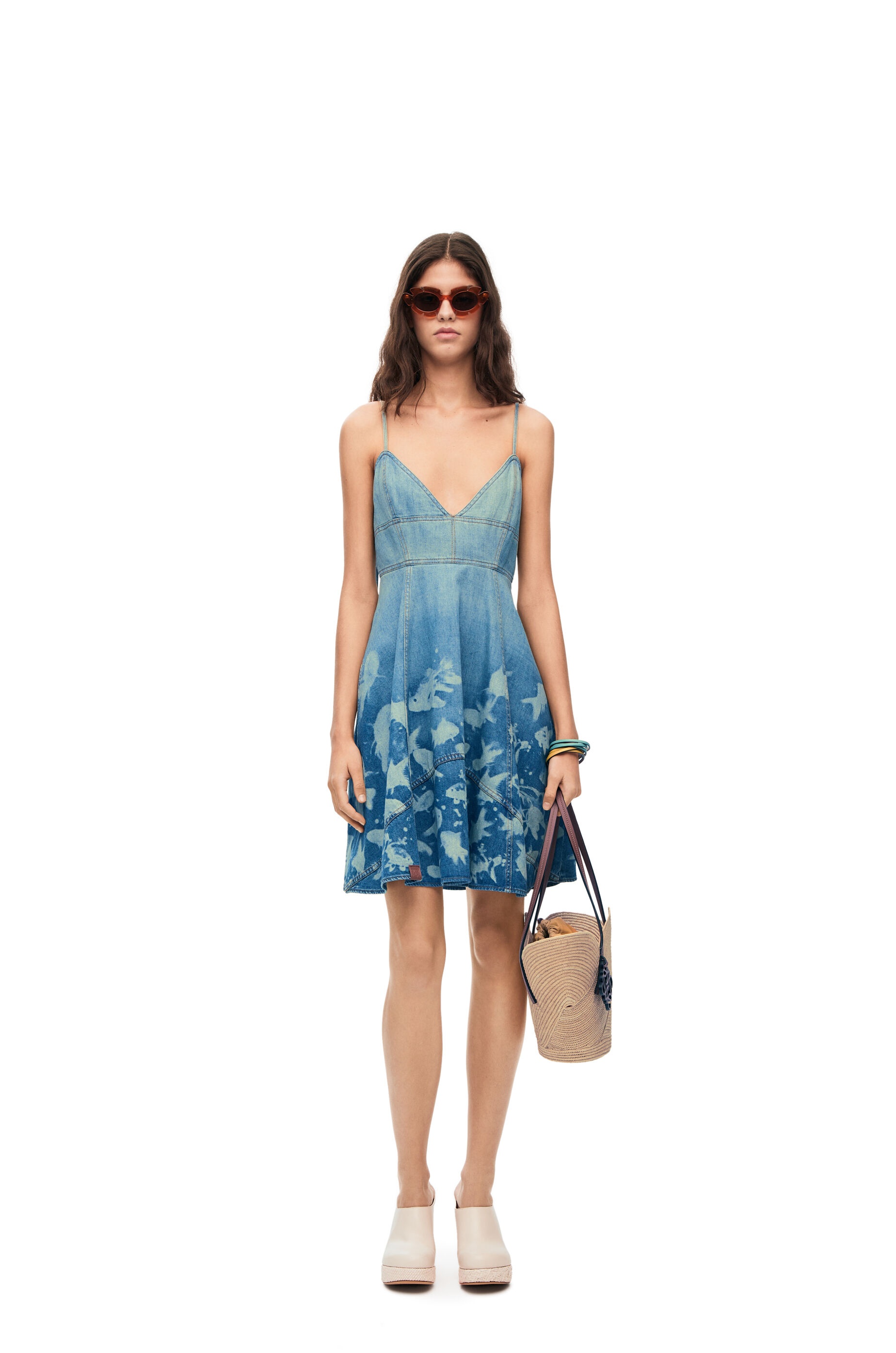 Fish strappy dress in denim - 2