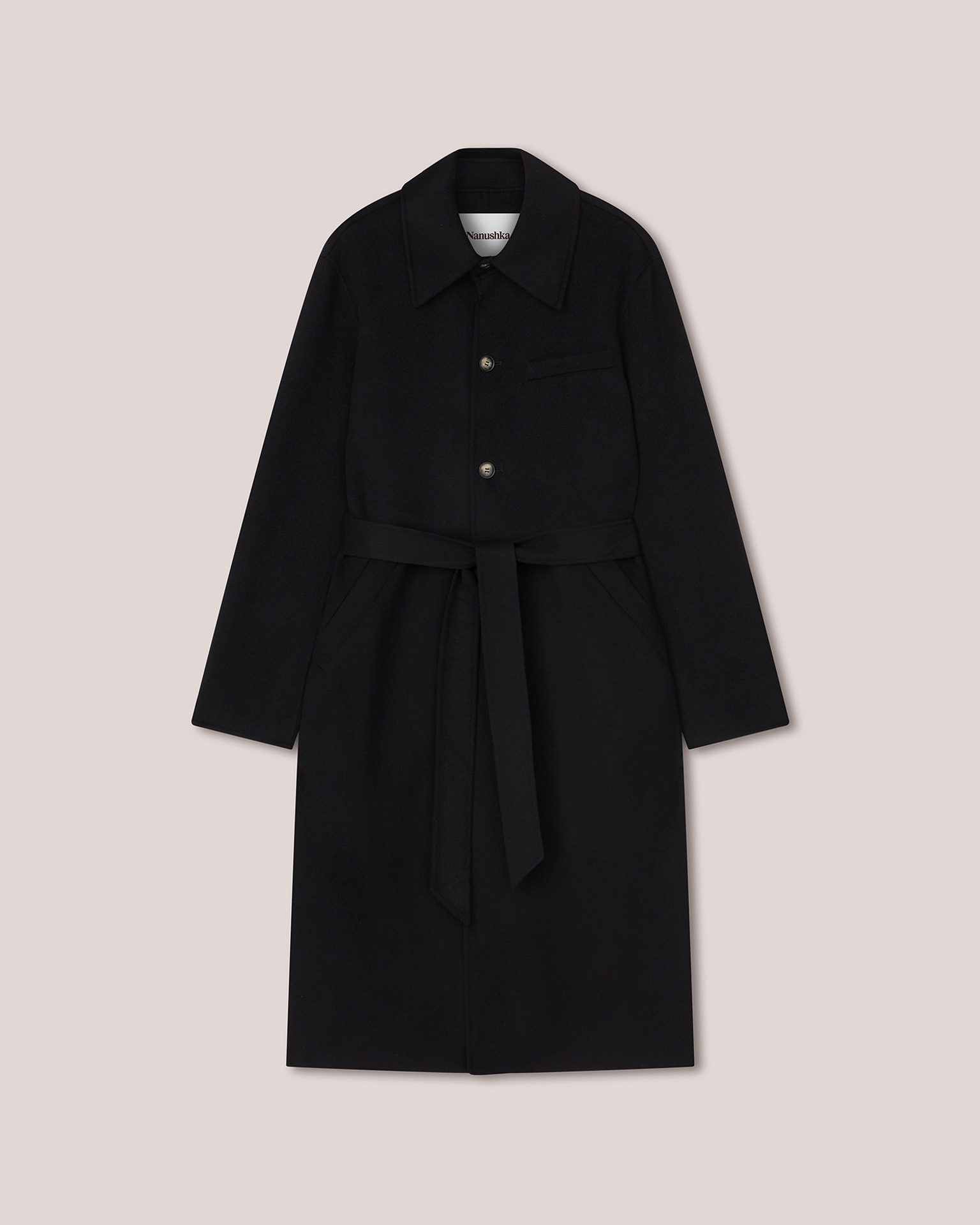 JOREN - Double wool/silk coat - Black - 1