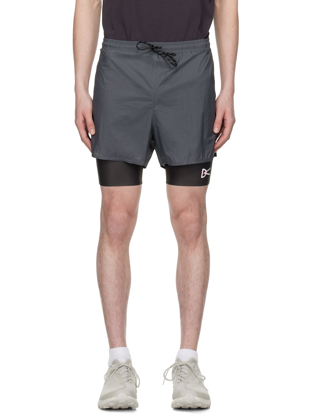 Gray Ripstop Layered Trail Shorts - 1
