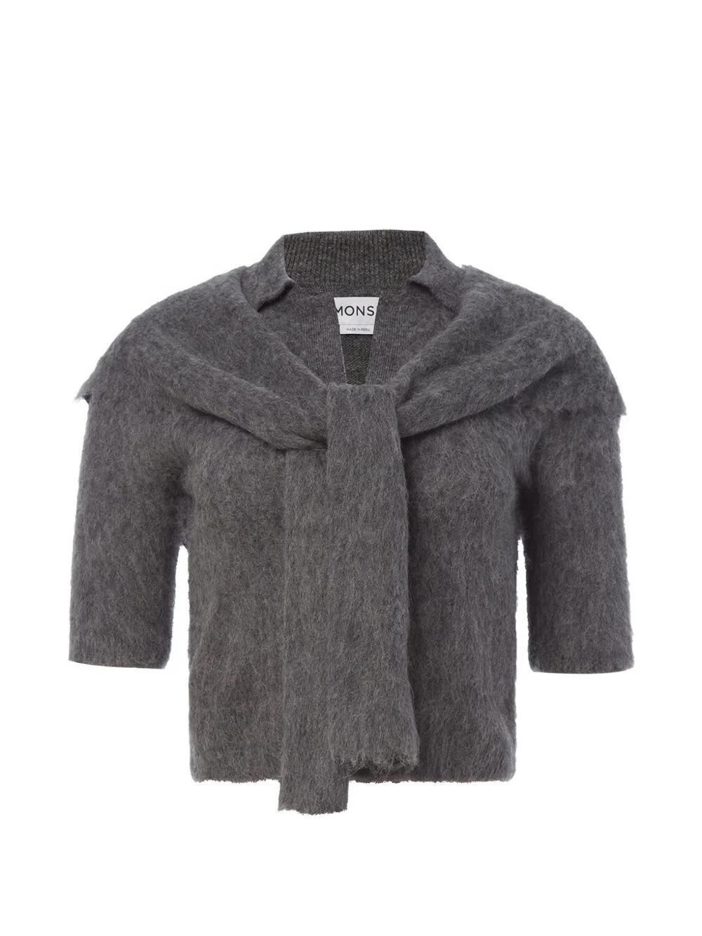 cropped scarf-detail sweater - 1