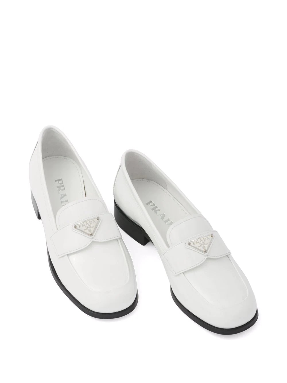 logo-plaque leather loafers - 4