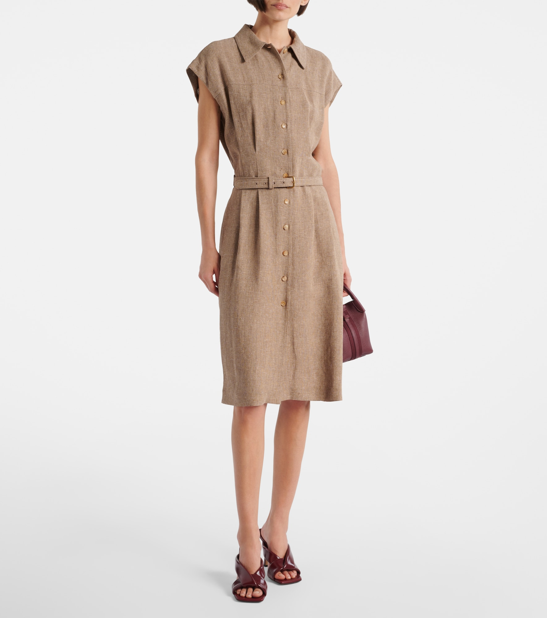 Maise belted linen crêpe shirt dress - 2