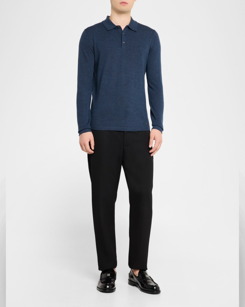 SIMKHAI Men's Reynolds Wool Long-Sleeve Polo Shirt outlook