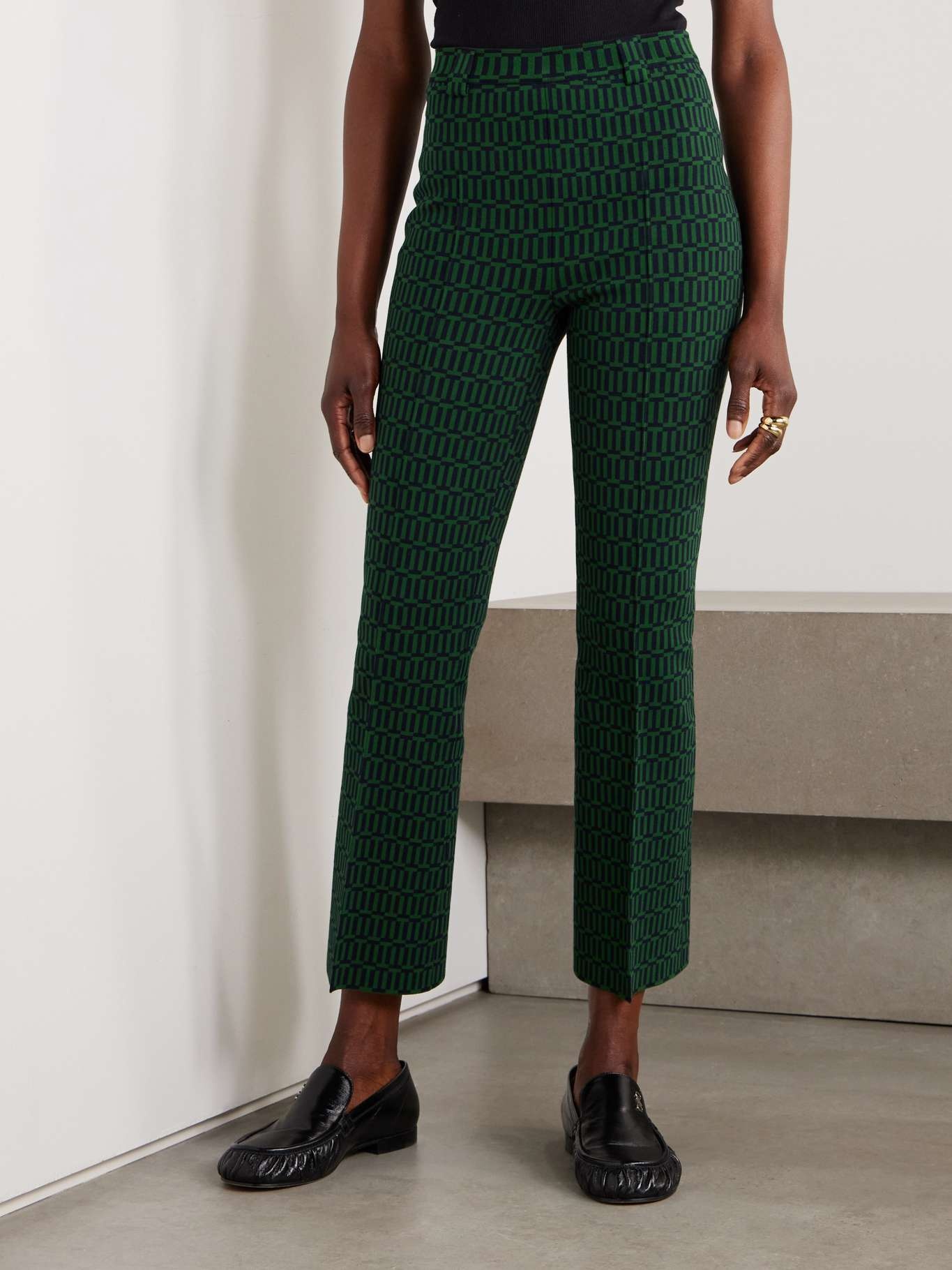 Charlie cotton-blend jacquard slim-leg pants Green - 3