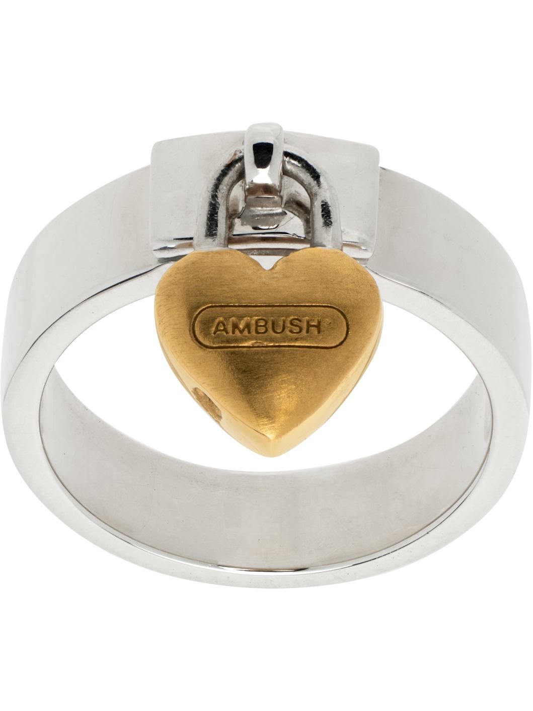 Silver Heart Padlock Ring - 1