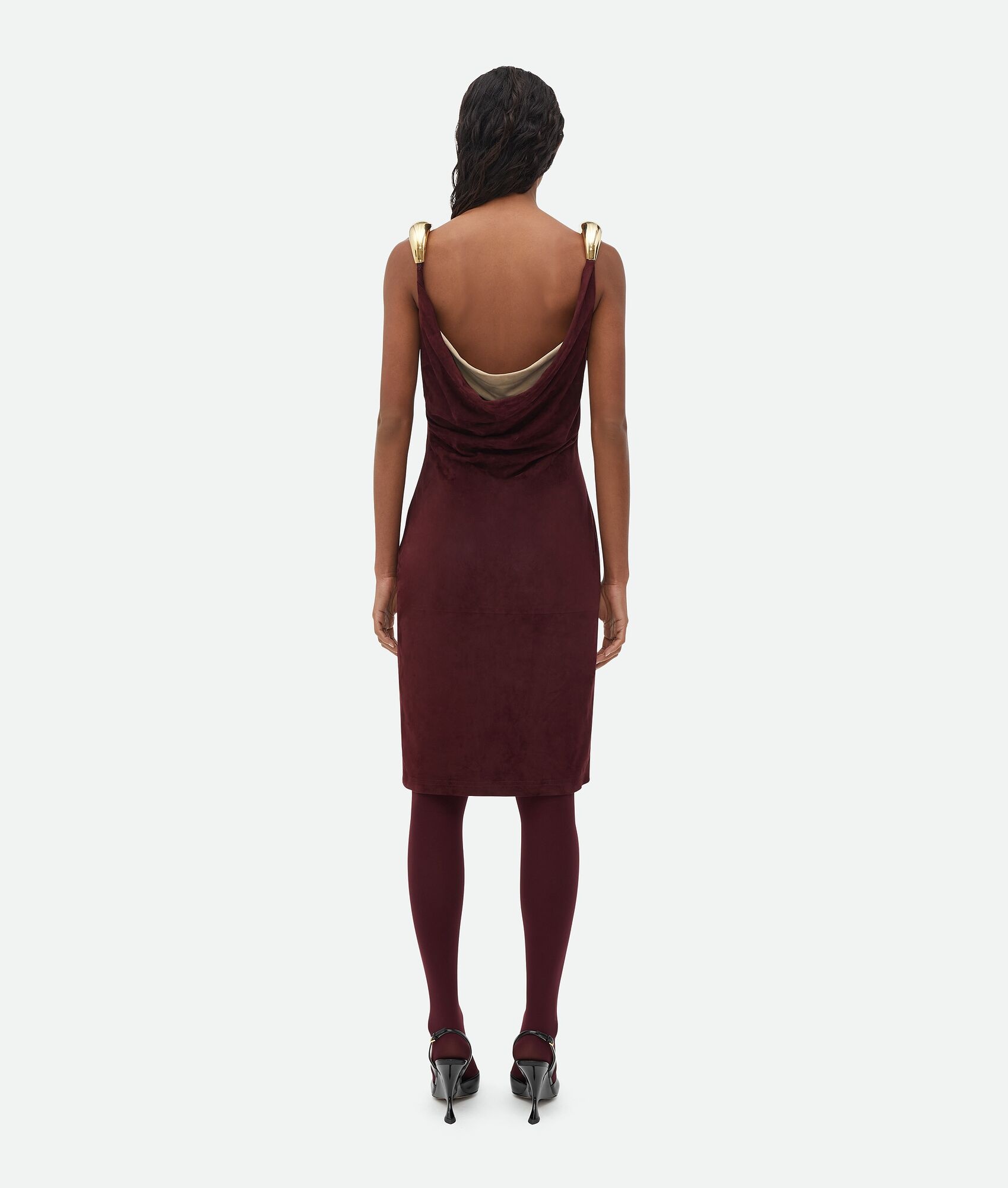 ワンピース Bottega Veneta Fluid Suede Midi Dress With l Detail Bottega Veneta Fluid Suede Midi Dress With Metal Detail