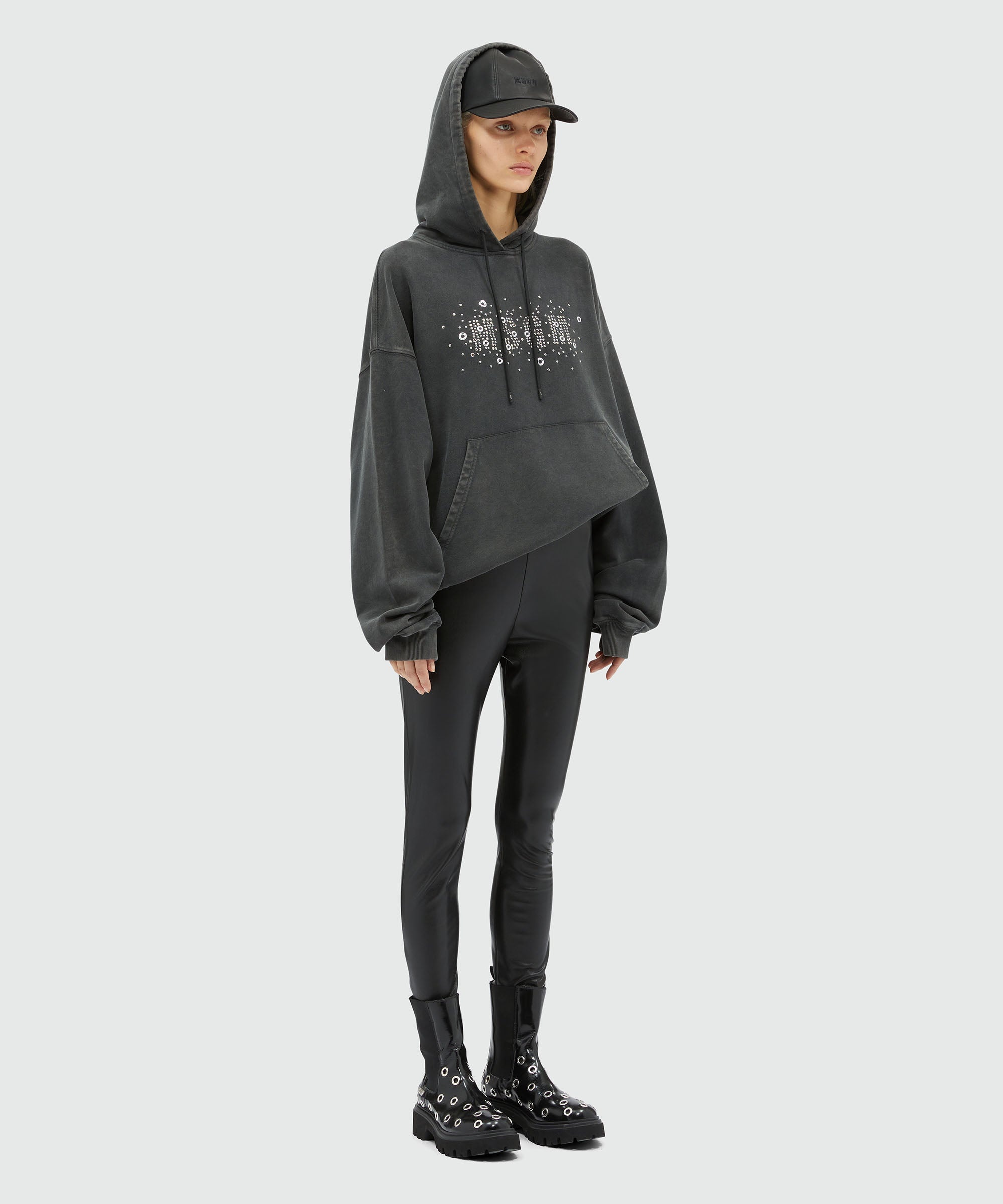 Pre-washed jersey sweatshirt with studded logo - 4