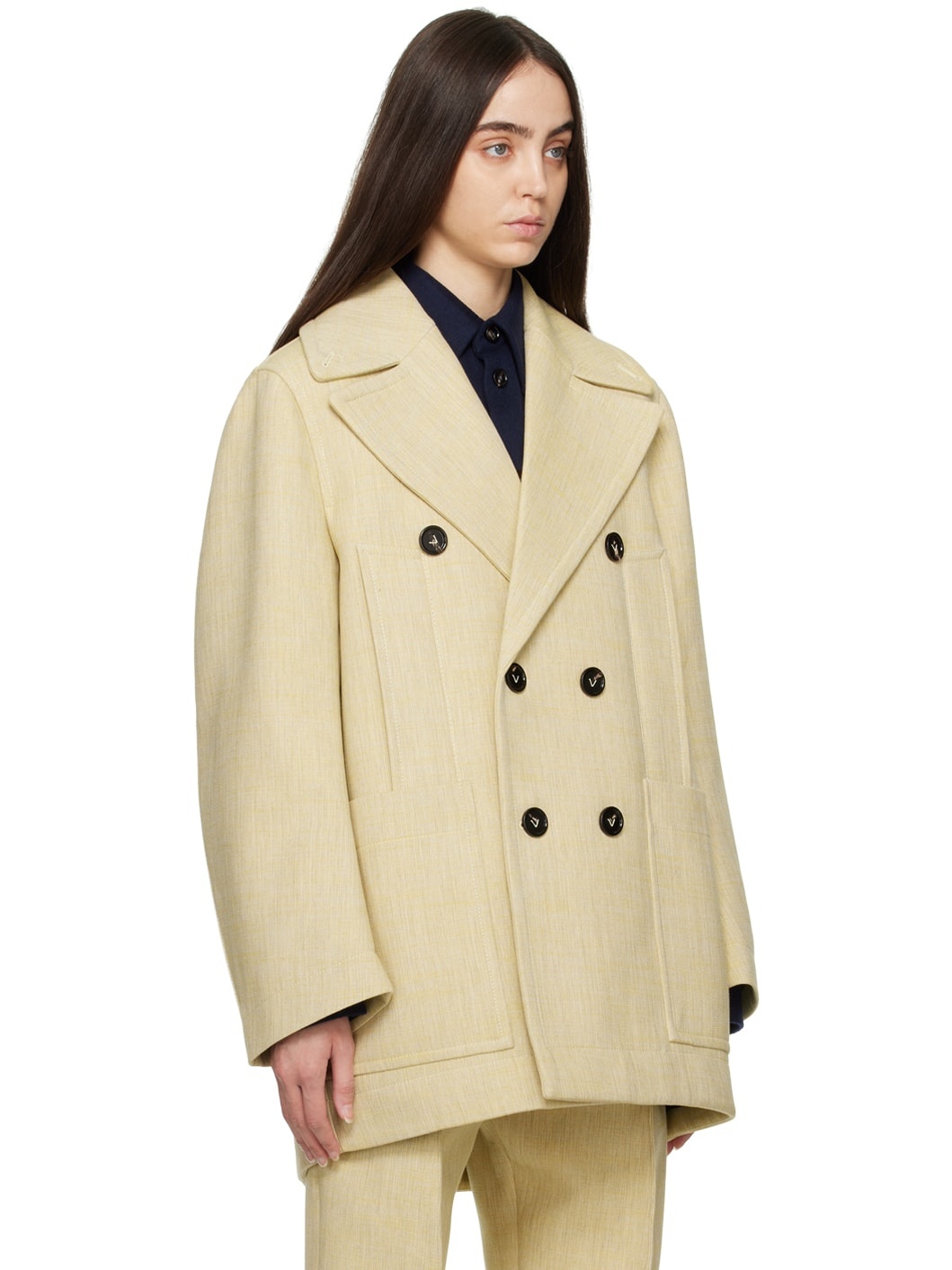 Beige Curved Shape Jacket - 2