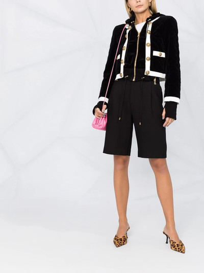 Balmain cropped button-embellished hooded jacket outlook