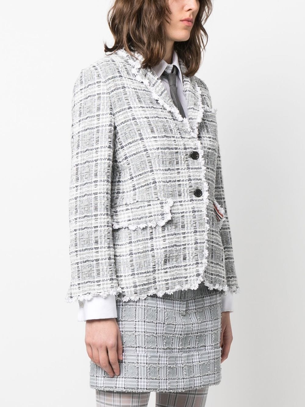 crochet-trim single-breasted blazer - 3