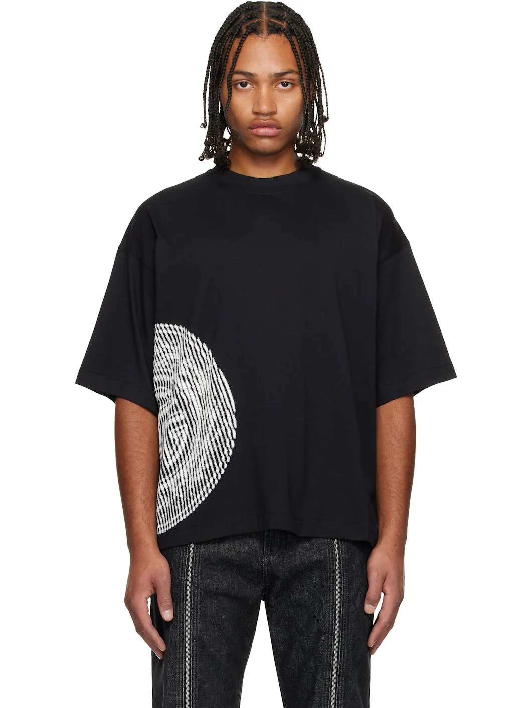 Black 'JPG' Laurier Stamp T-shirt - 1