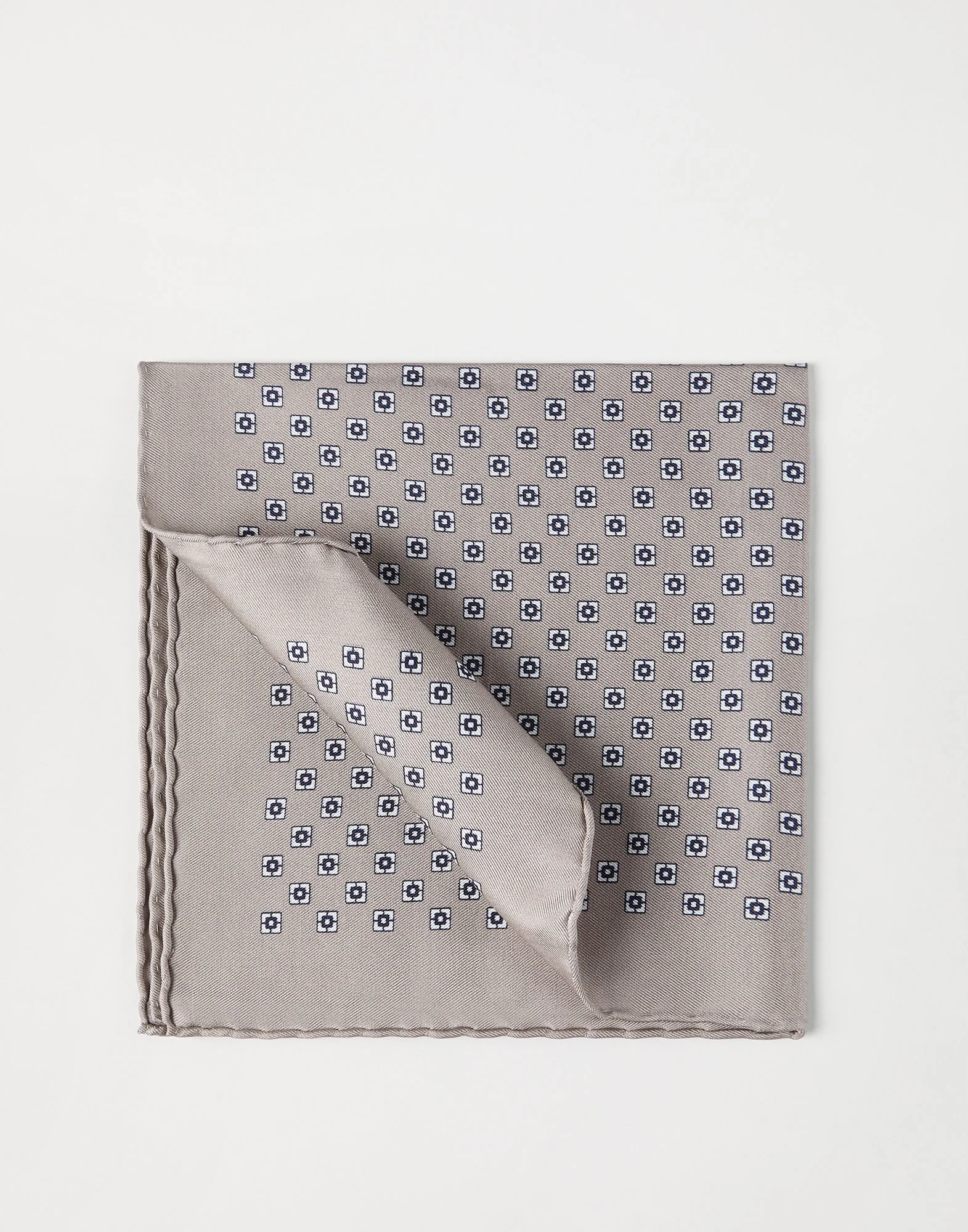 Silk pocket square with squares pattern - 1