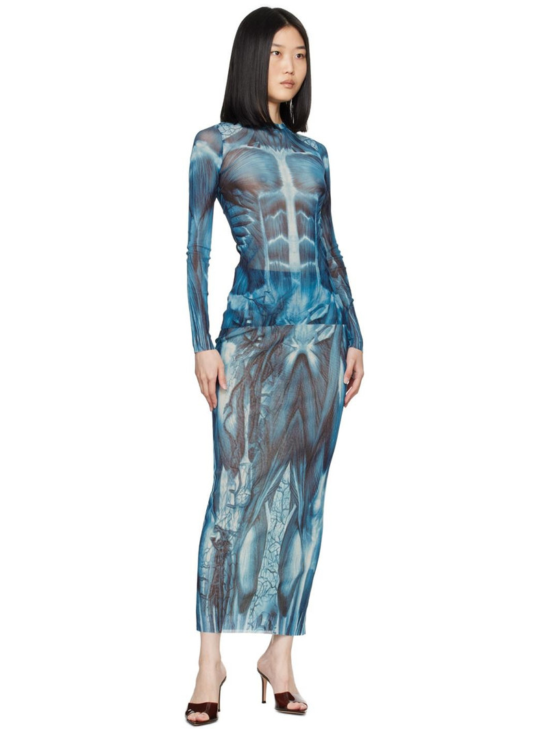 Jean Paul Gaultier Blue 'The Écorché' Maxi Skirt outlook