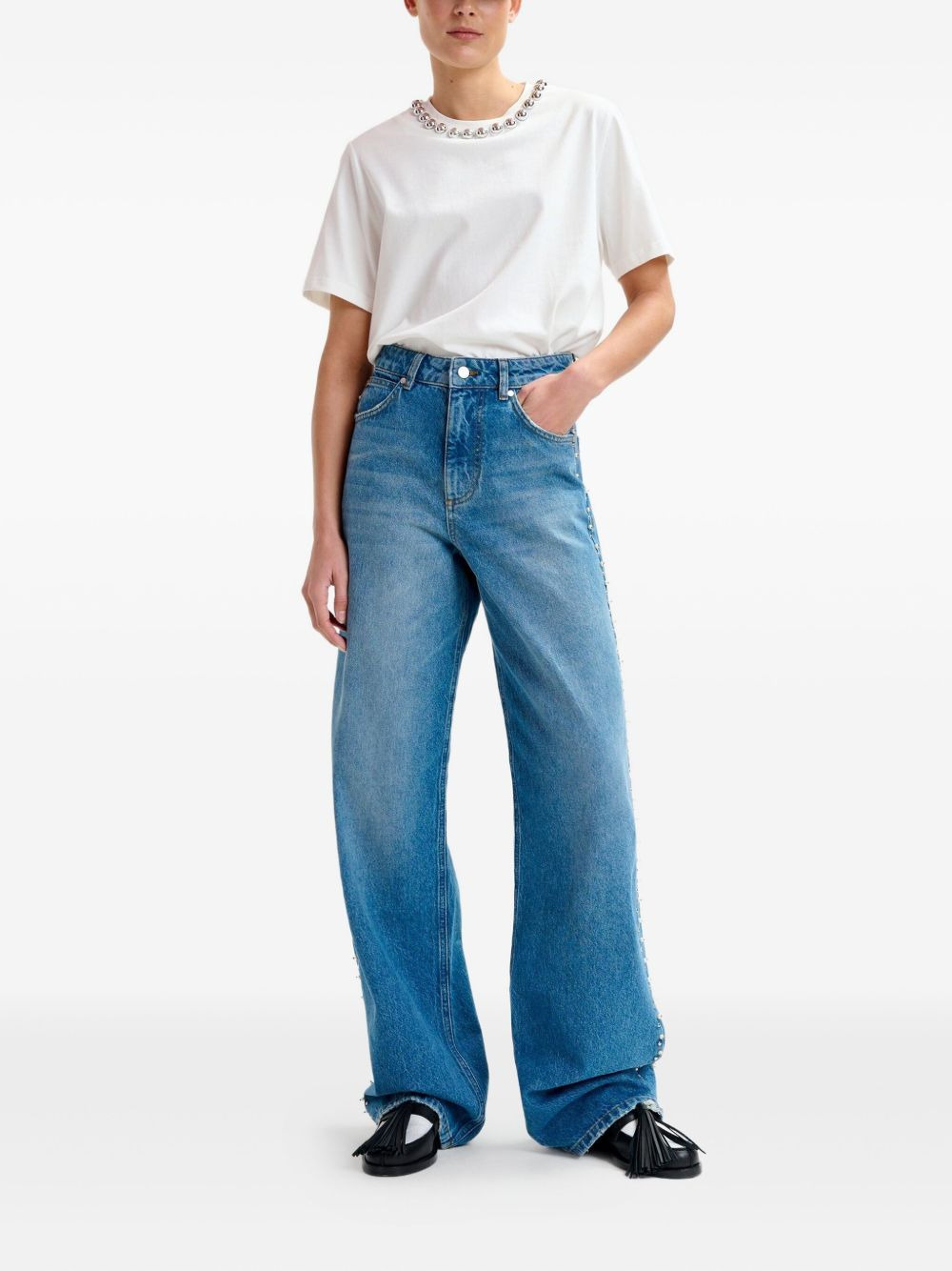 crystal-embellished jeans - 2