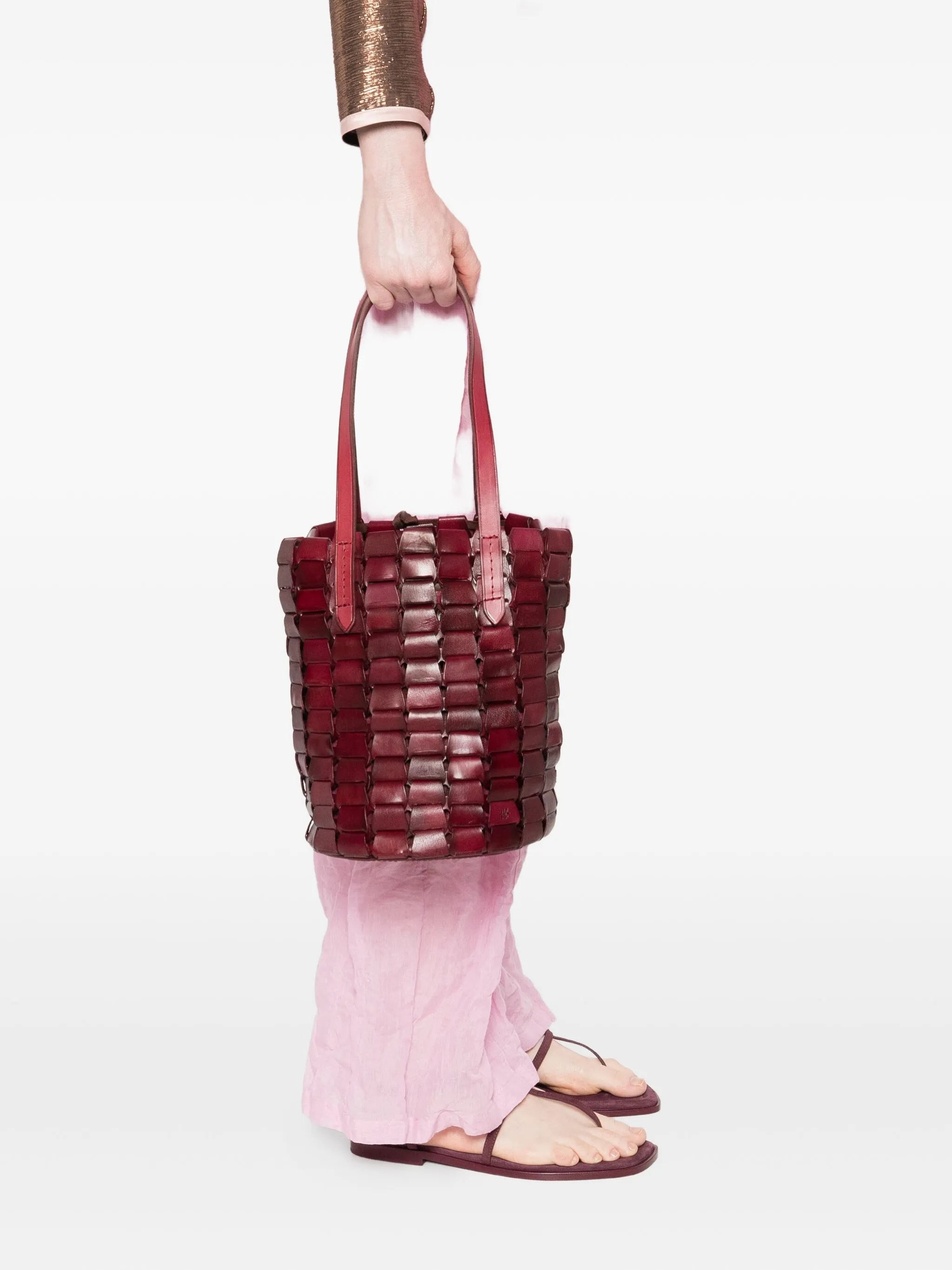 Dragon Diffusion Leather-woven Bucket Bag - 3
