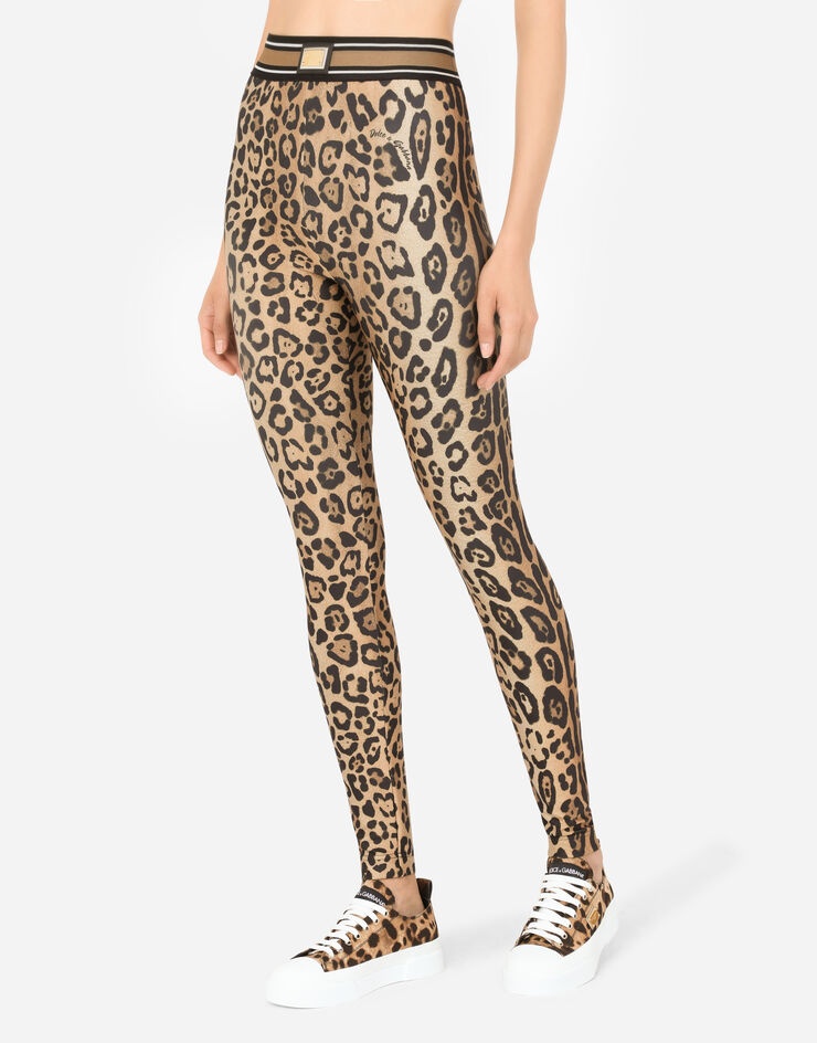 Leopard-print spandex/jersey leggings - 4