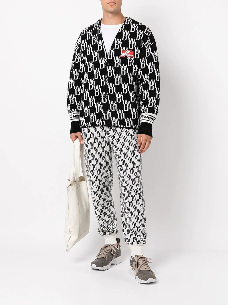 We11done monogram V-neck cardigan outlook