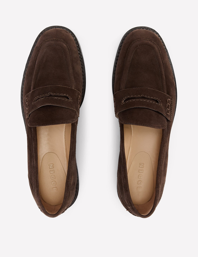 Nya Penny Loafers-Bitter Chocolate Suede 5