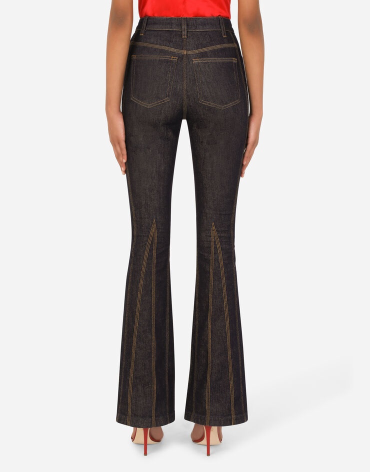 Flared stretch denim jeans with DG crystal embellishment - 2