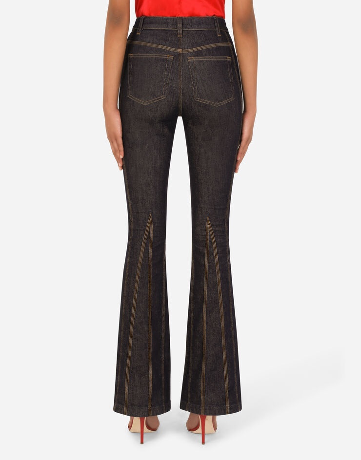 Flared stretch denim jeans with DG crystal embellishment - 2