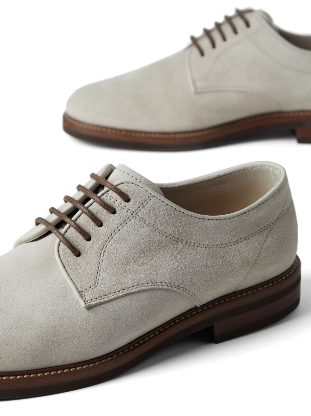 panelled suede derby shoes - 4