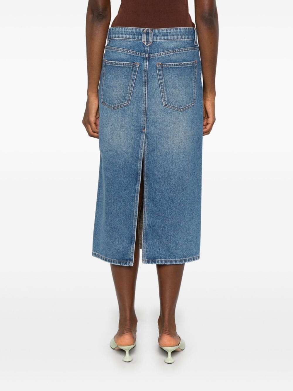 tweed denim midi skirt - 4