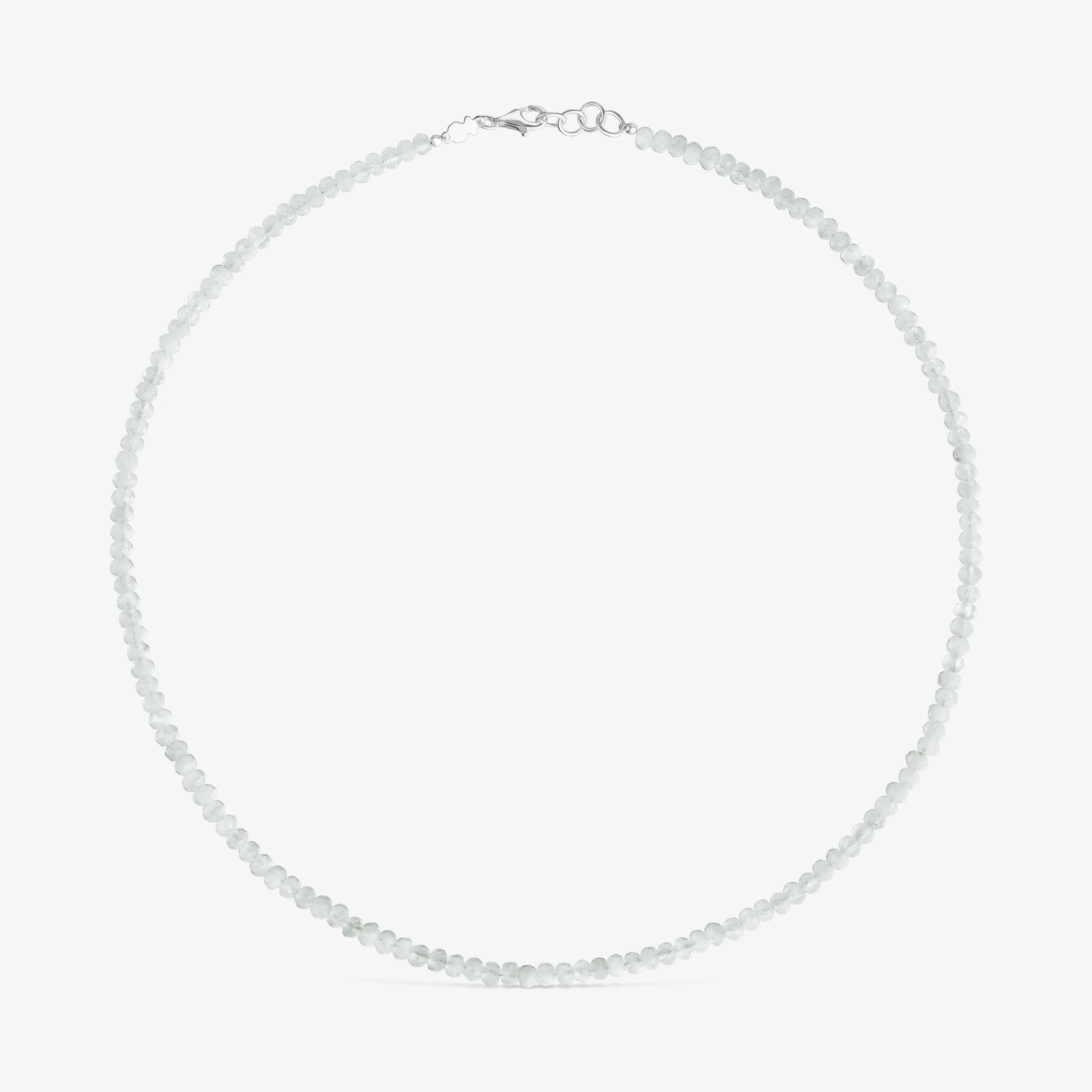 Short silver Necklace with moonstone Basic Colors - 1