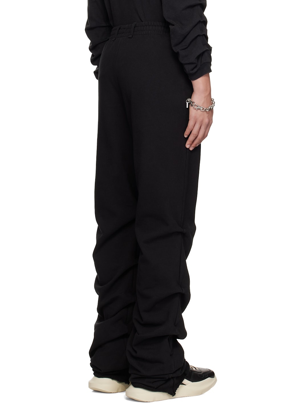Black Wrinkled Straight Jogger Sweatpants - 3