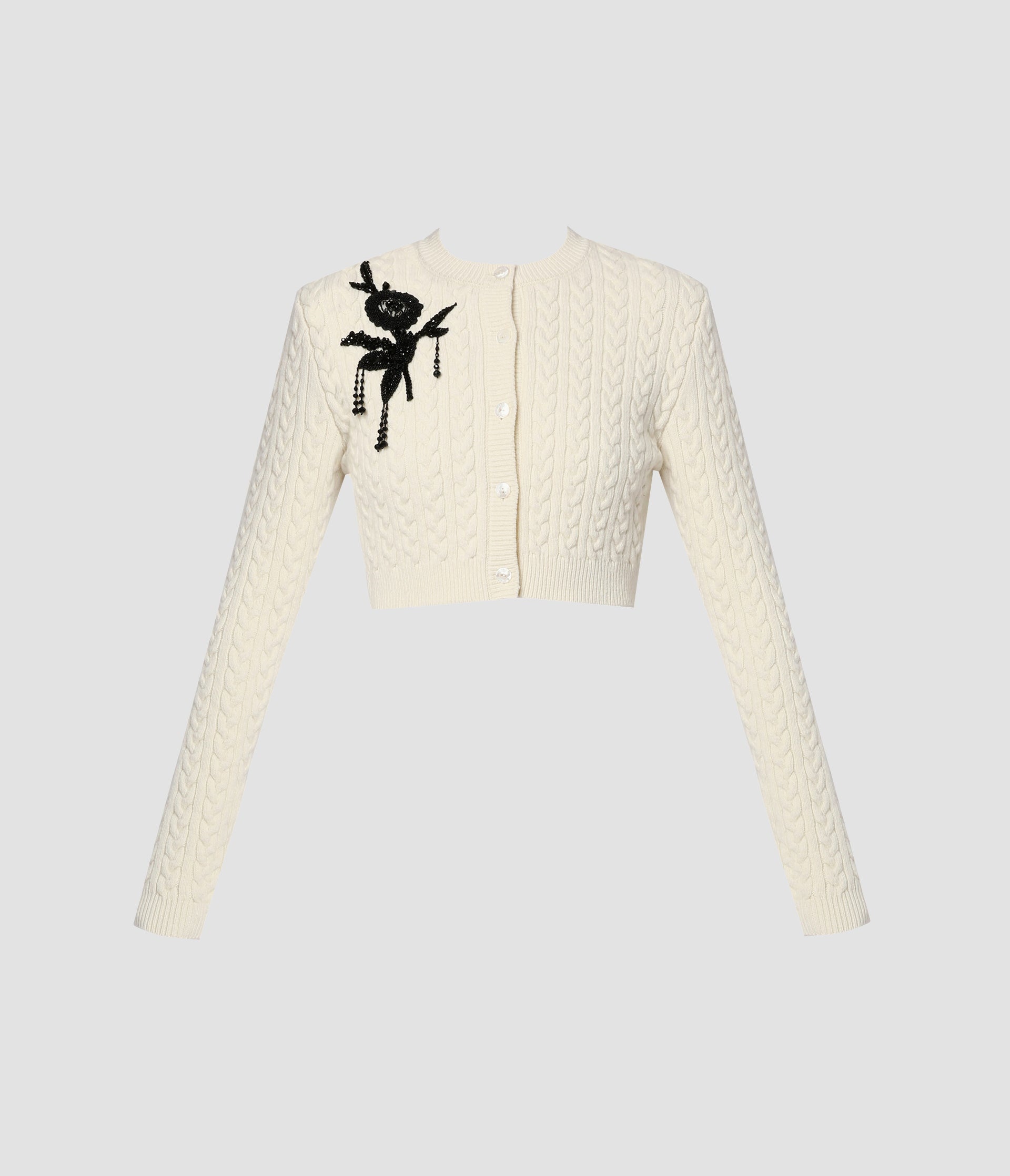 CROPPED LONG SLEEVE CARDIGAN - 1