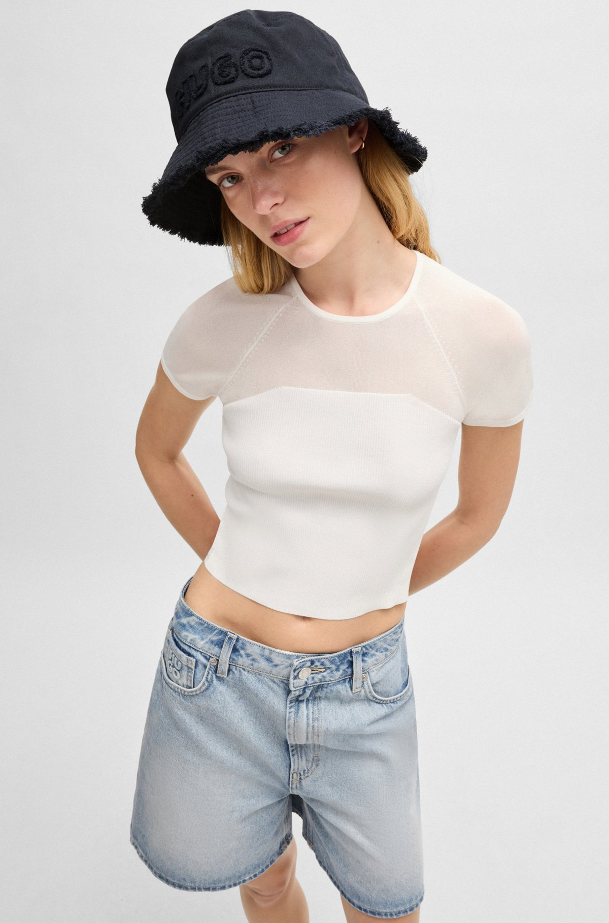 COTTON BUCKET HAT WITH LOGO AND FRINGING - 4