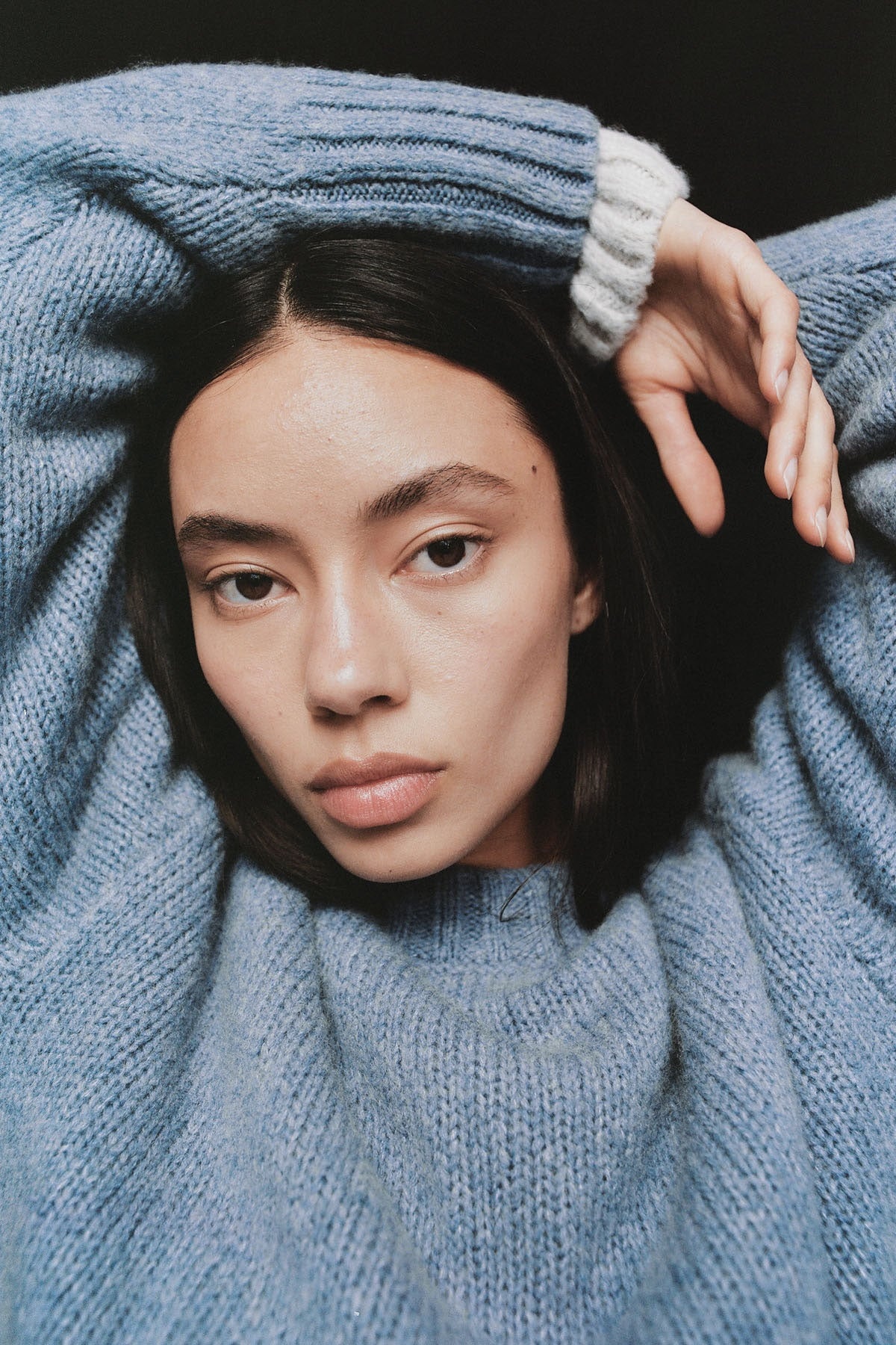 Wool Cashmere Blend Sweater - Soft Blue - 8