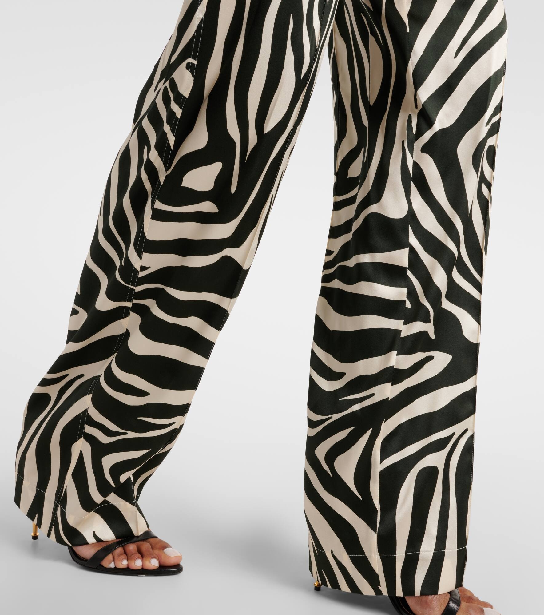 Printed silk-blend wide-leg pants - 5
