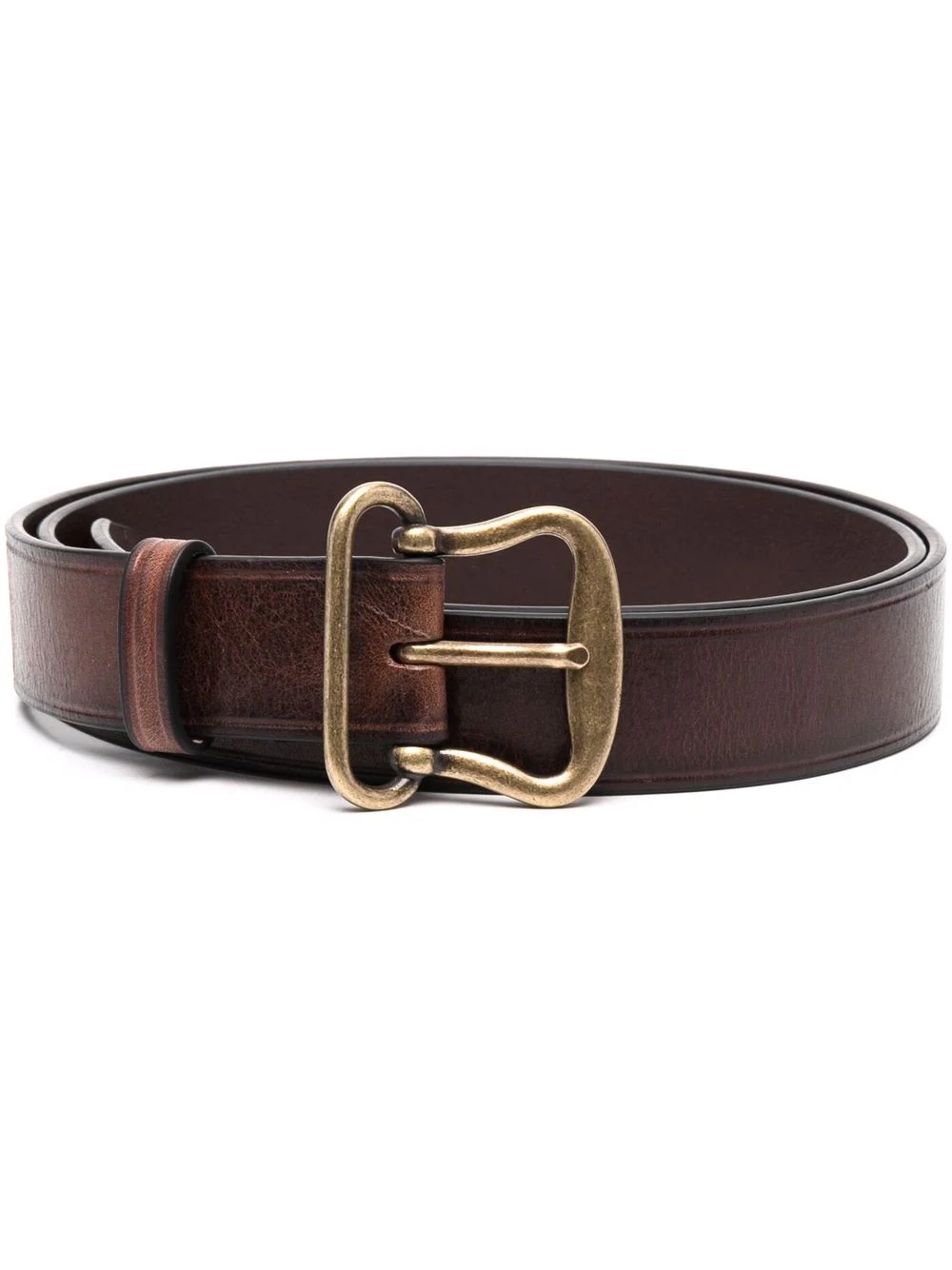 gold-buckle leather belt - 1