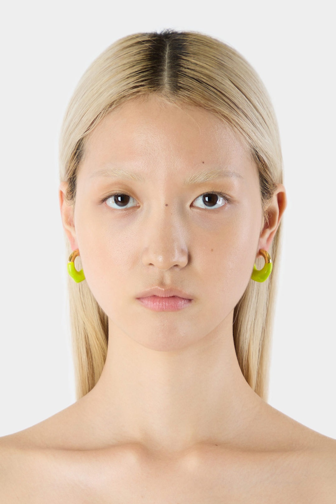 MINI RUBBERIZED EARRINGS GOLD / lime - 2