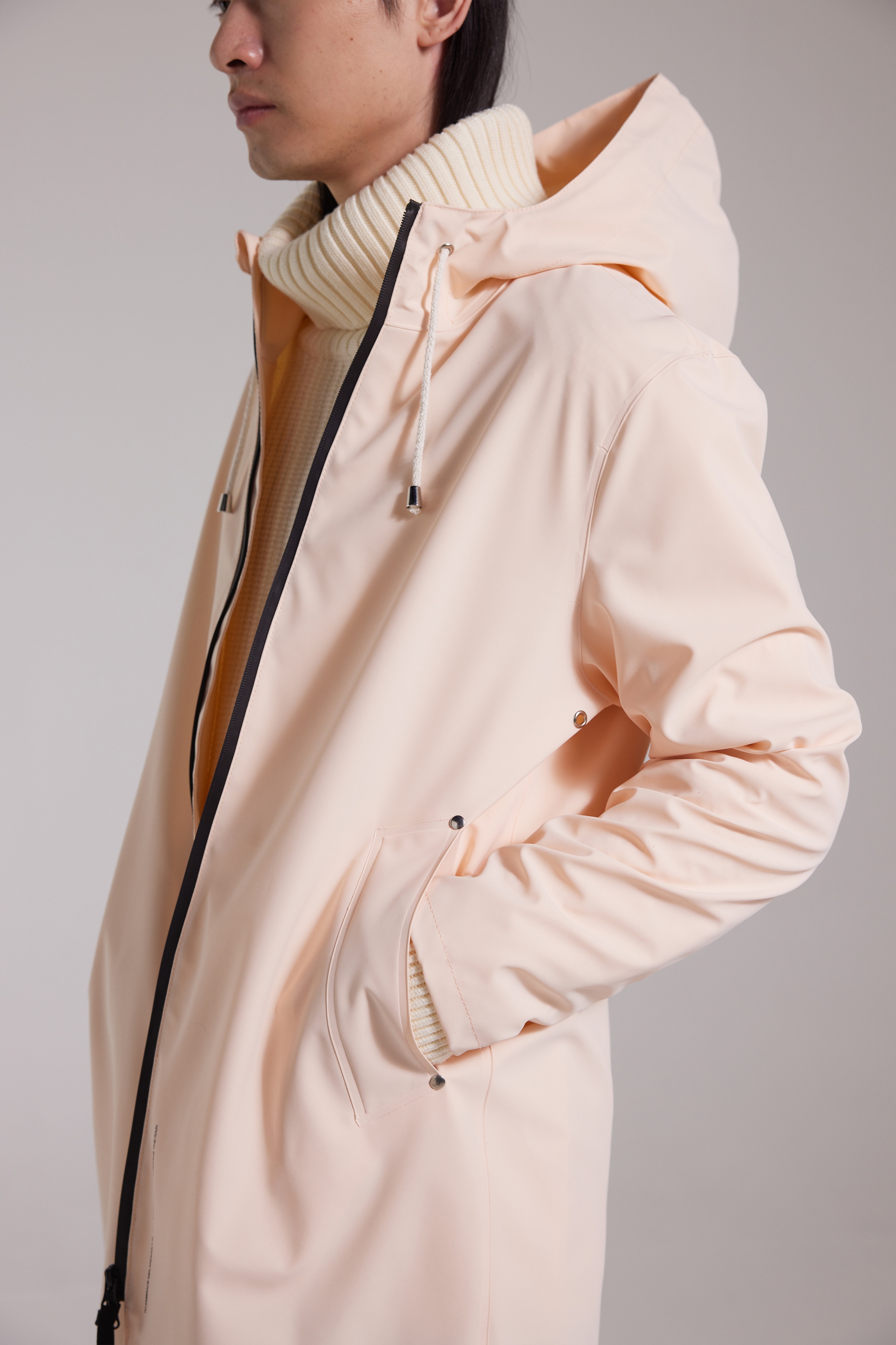 Stockholm Lightweight Zip Matte Raincoat Peach - 7