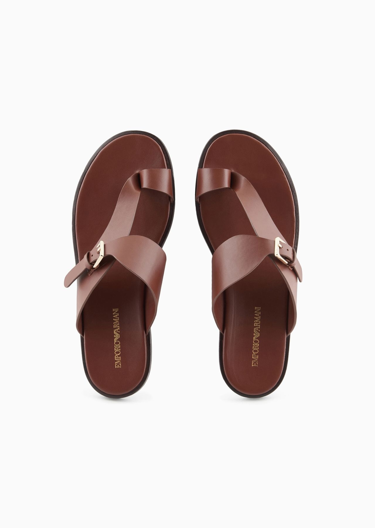 Leather flip-flop sandals with buckle - 3