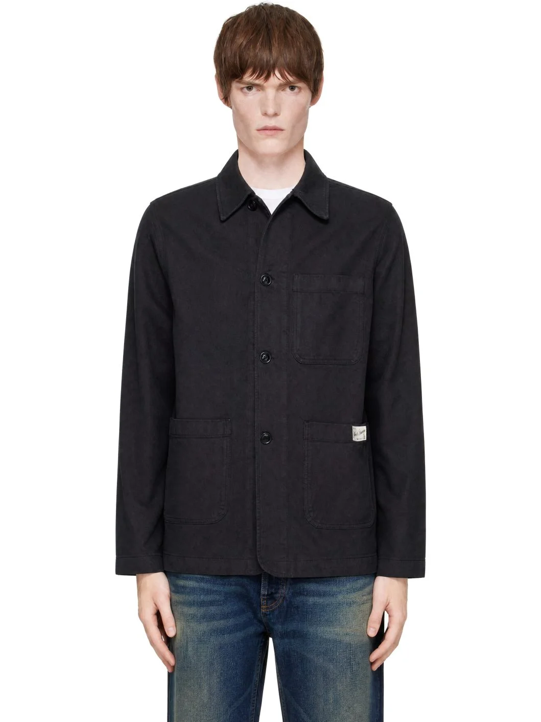 Black Cotton Twill Worker's Jacket - 1