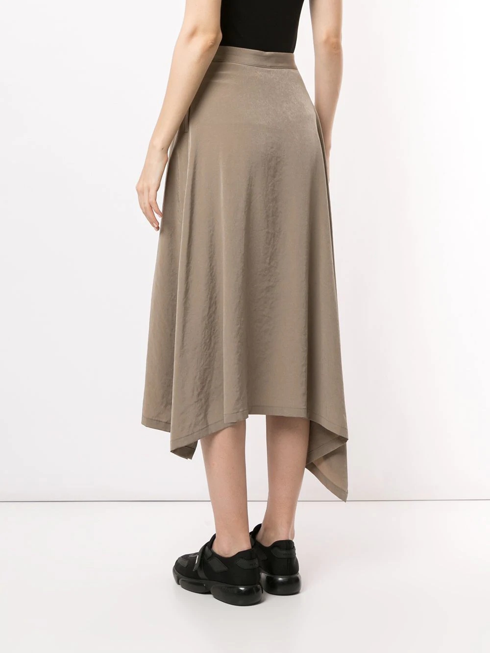 lace-up asymmetric-hem midi skirt - 4