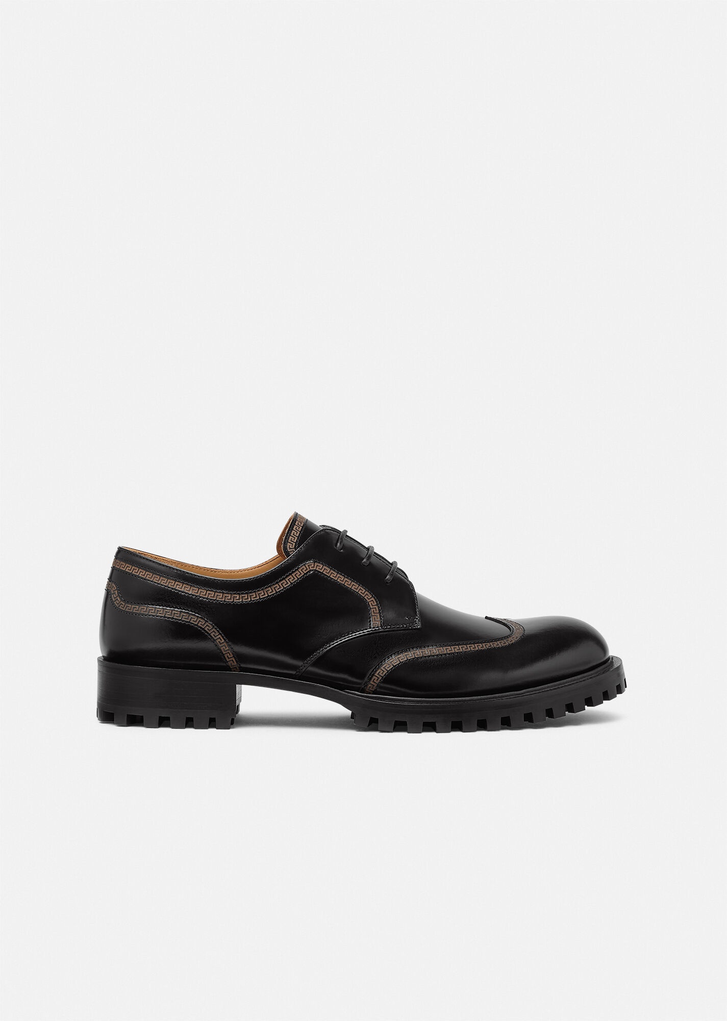 Greca Leather Lace-Up Shoes - 1