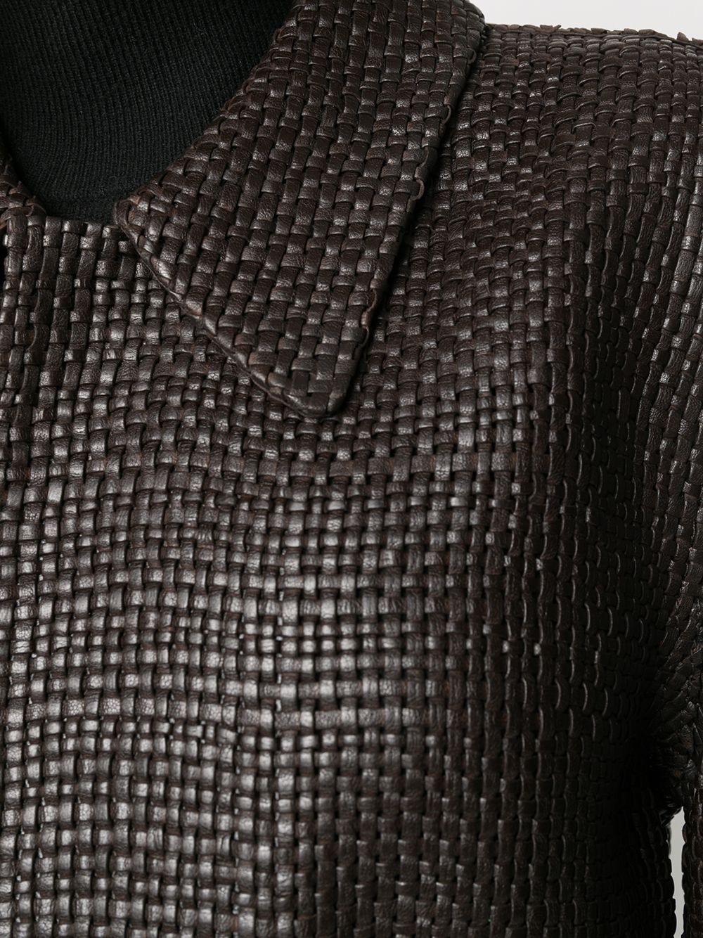 intrecciato woven tailored coat - 5