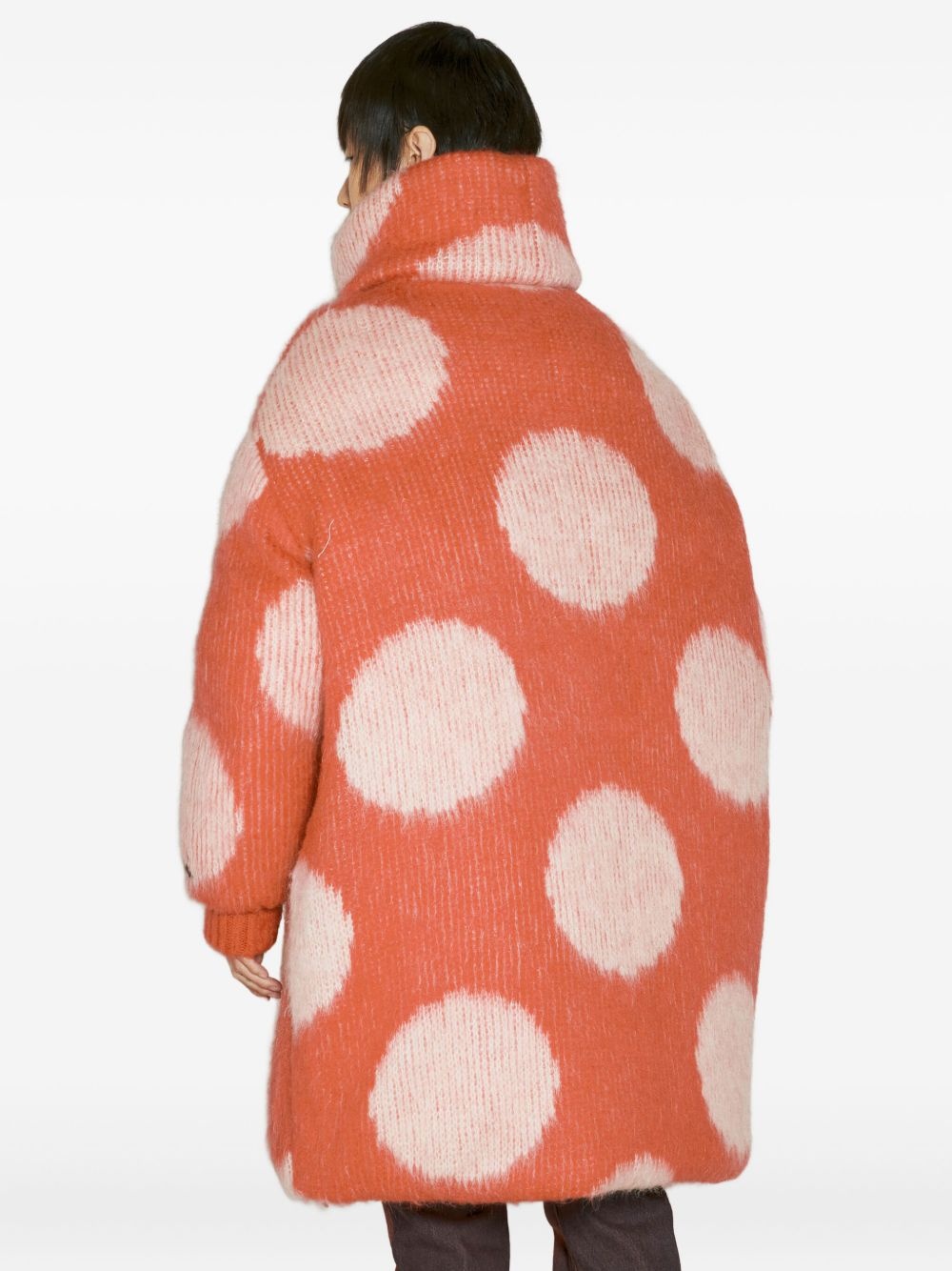 polka-dot high-neck coat - 3