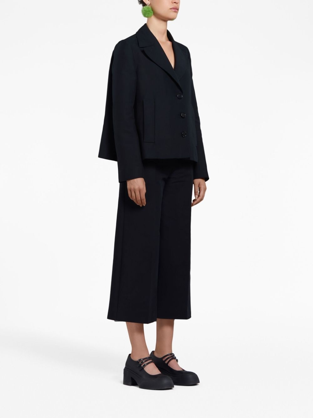 high-waisted cropped cotton trousers - 3