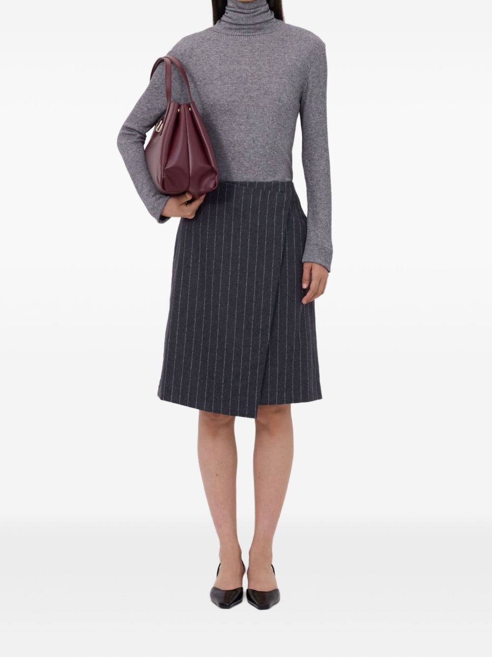 MASON pinstripe wrap midi skirt - 2