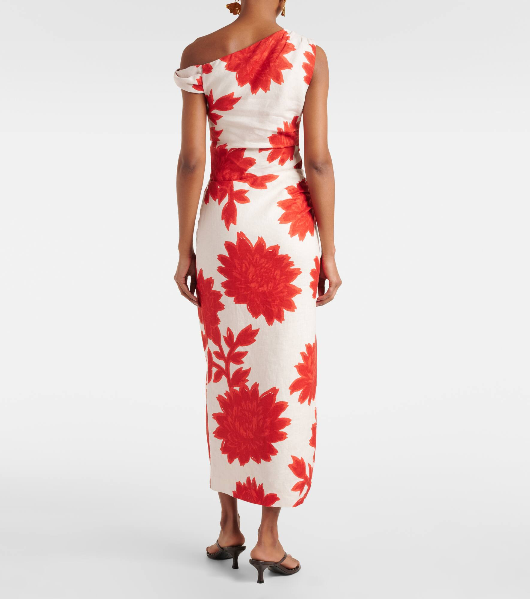 Floral linen midi skirt - 3